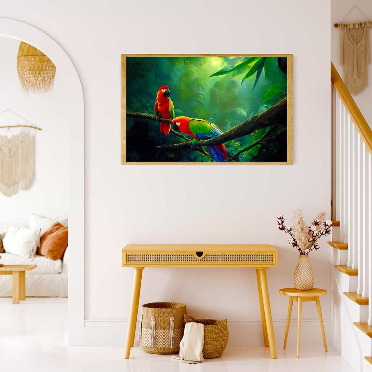 Diamond Painting - Papageienpaar im Dschungel - gedruckt in Ultra-HD - Horizontal, Papagei, Tiere, Vögel