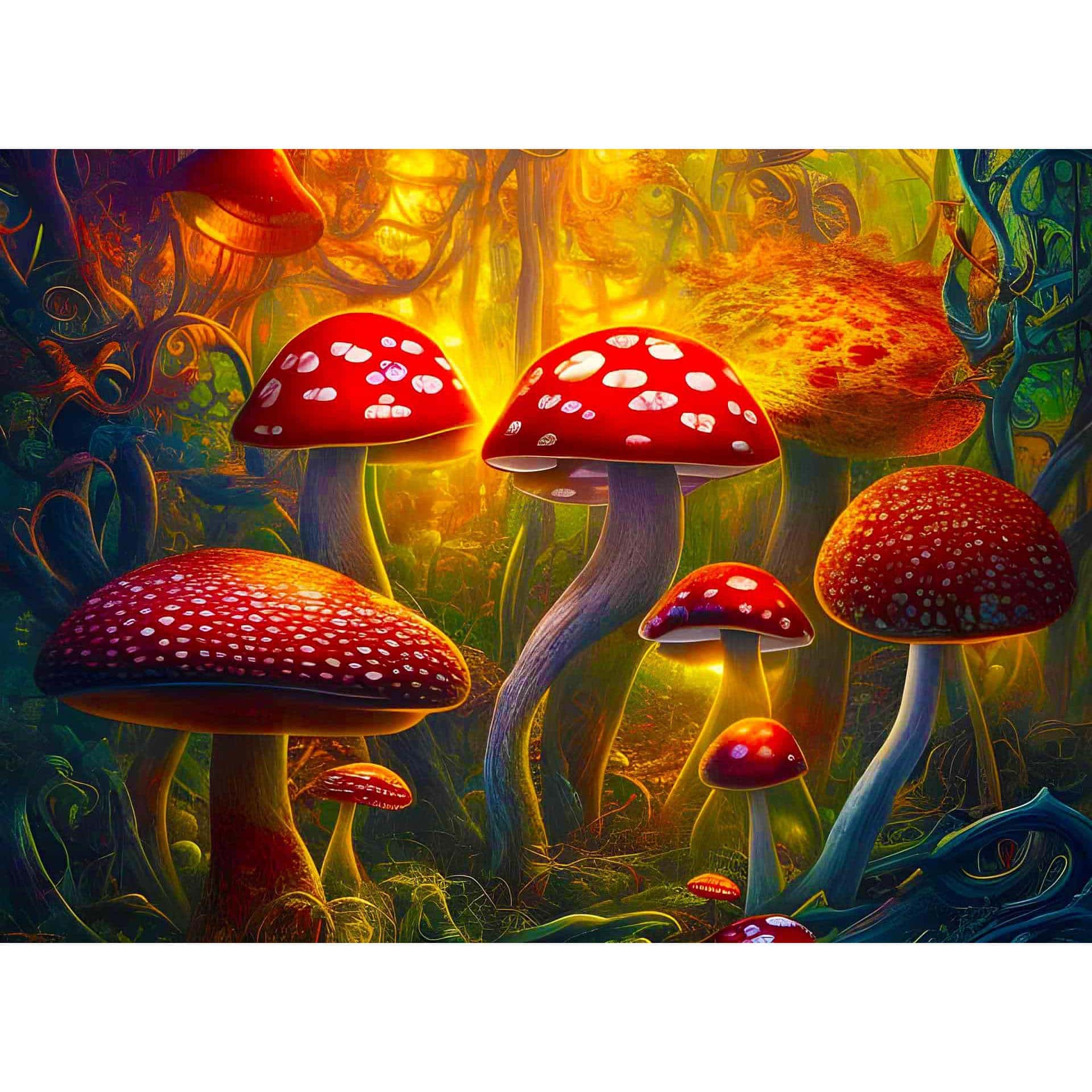 Diamond Painting - Fliegenpilzfamilie - gedruckt in Ultra-HD - Horizontal, Küche, Neu eingetroffen, Pilze, Wald