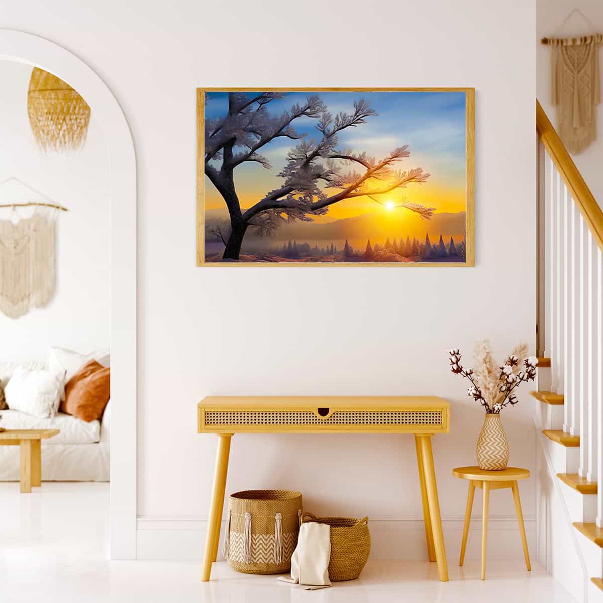 Diamond Painting - Morgentau im Sonnenaufgang - gedruckt in Ultra-HD - Horizontal, Landschaft, Sonnenaufgang, Winter