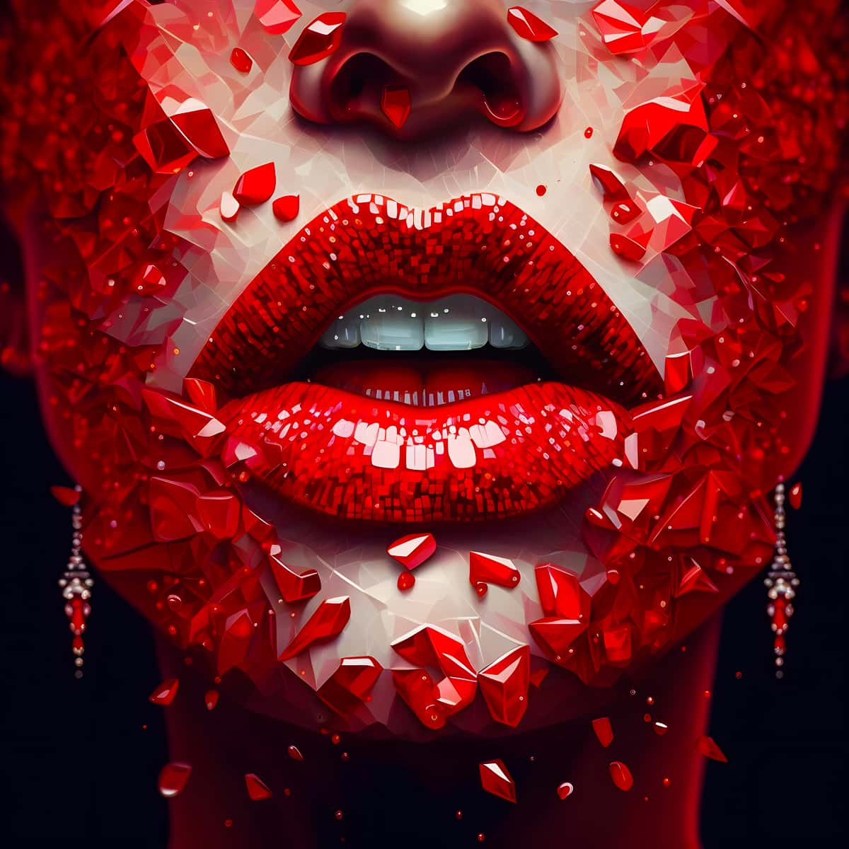 AB Diamond Painting - Red Lips - gedruckt in Ultra-HD - AB Diamond, Abstrakt, Neu eingetroffen, Quadratisch, Regentropfen