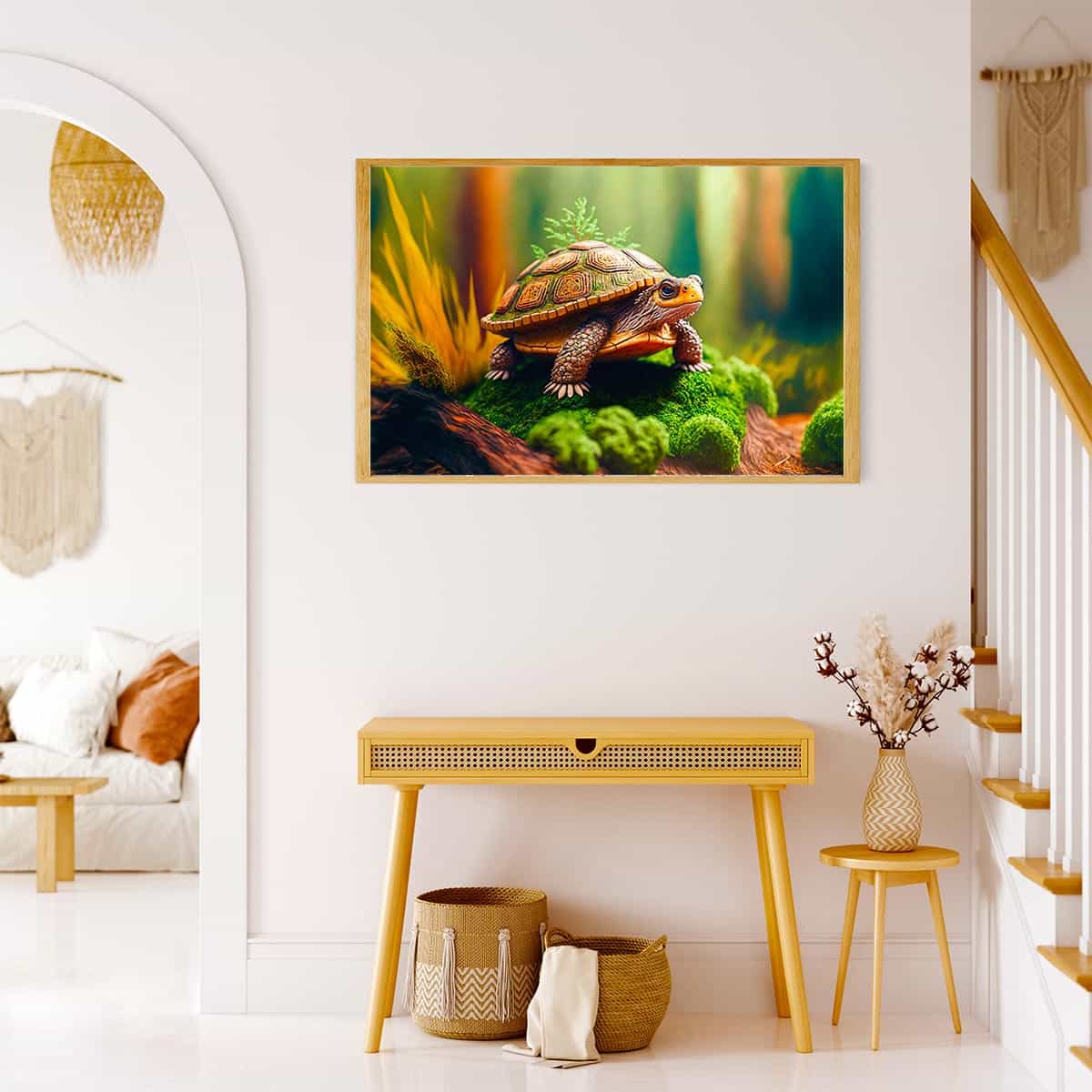 Diamond Painting - Schildkröte im Wald - gedruckt in Ultra-HD - Horizontal, Schildkröte, Tiere