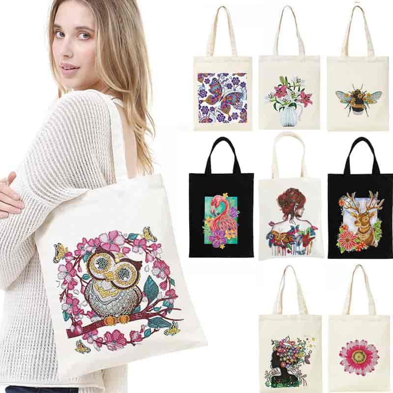Diamond Painting - Stofftasche, Blaue Rosen - gedruckt in Ultra-HD - stofftasche